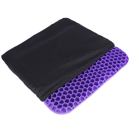 Gel Seat Cushion Non-Slip Breathable Honeycomb Sitting Cushion Pressure Relief Back Tailbone Pain Cushion Pad with Removable Cover for Car Office Chai - Purple -