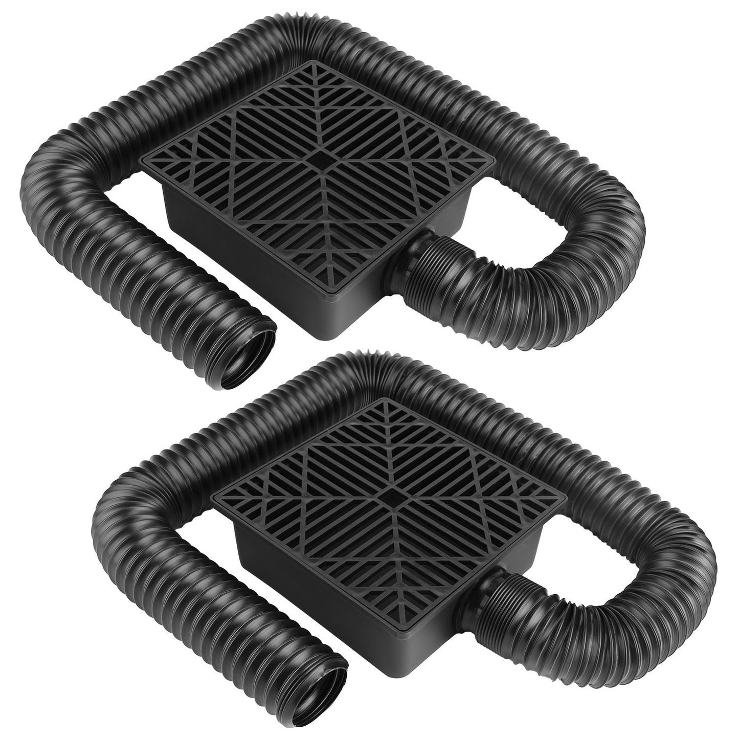 2Pcs Gutter Downspout Extension Low Profile No Deep Digging Catch Basin Downspout Extender with 4.9FT Flexible Extendable Hose For House Foundation Pr - Black -