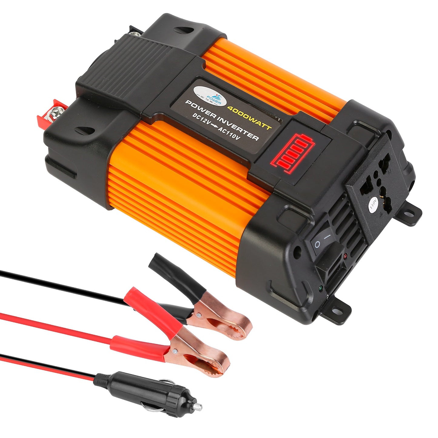 500W Continuous Power Inverter DC 12V To AC 110V Car 4000w Peak Power Inverter w/ Dual 5V 2.1A USB Ports For RV Caravan Truck Laptop