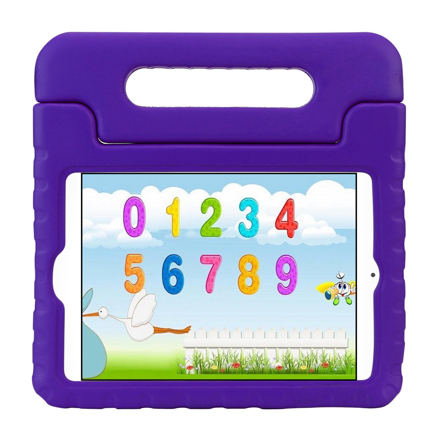 Protective Case Fit For iPad Mini 1 2 3 4 5 Shockproof Hard Kid Tablet PC Protection Cover W/ Foldable Handle - Purple - Mini