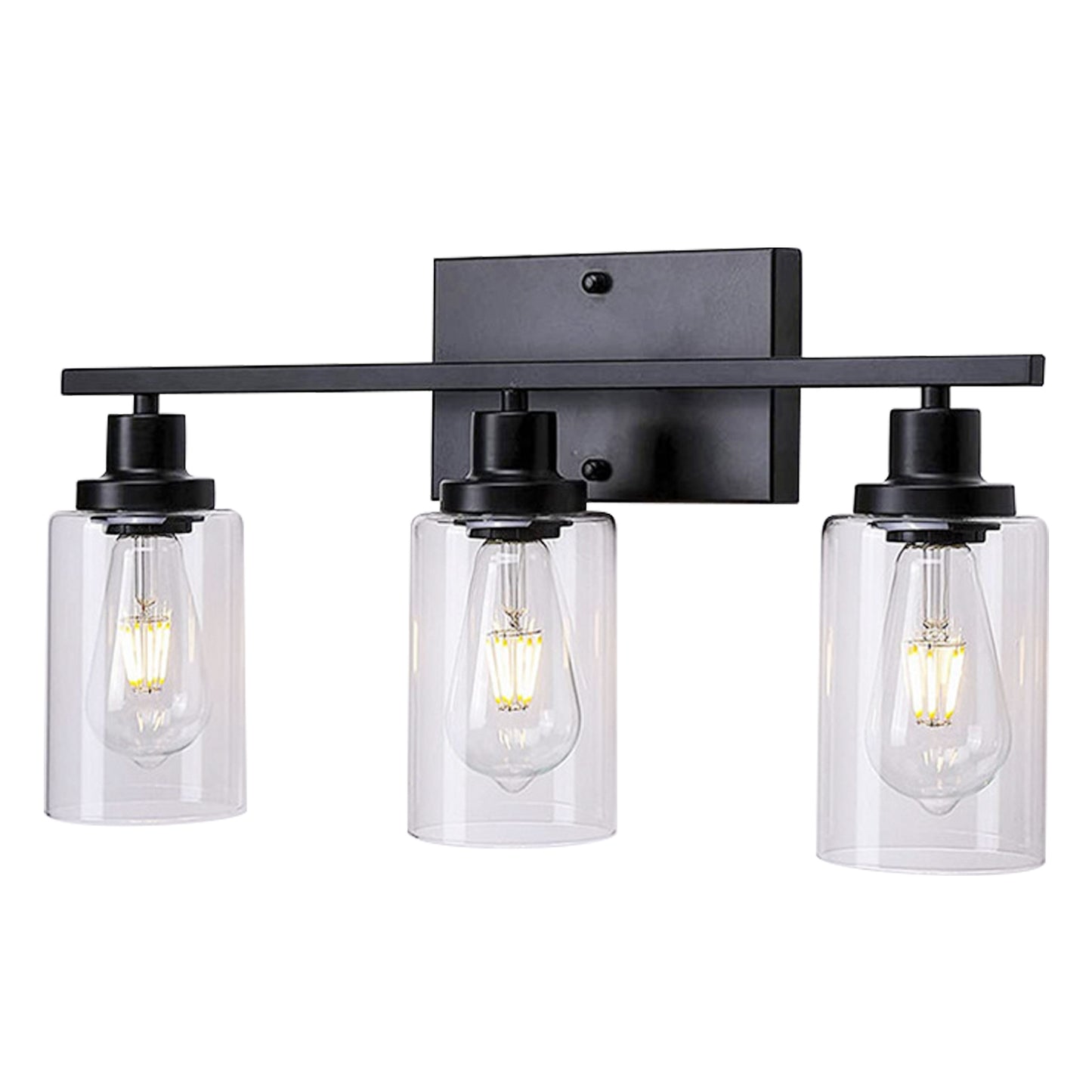 3 Light Wall Sconce Lighting with Clear Glass Shade Bathroom Vanity Lamp Fixture Modern Mounted Light for Porch Mirror Living Room Bedroom Hallway - Black -