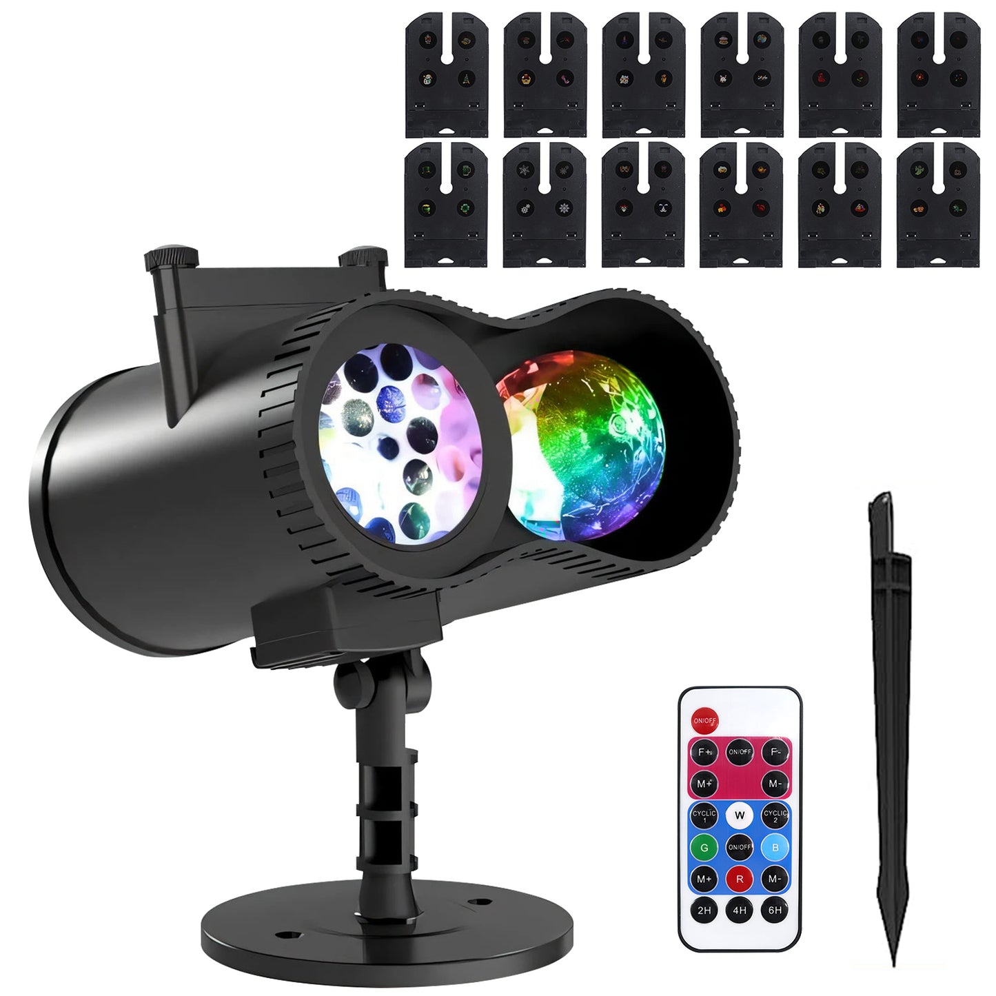 12 Patterns LED Projector Lights IP65 Waterproof Ocean Wave Projector Light with Remote Control Timer for Christmas Halloween Festival Wedding Party D - Black -