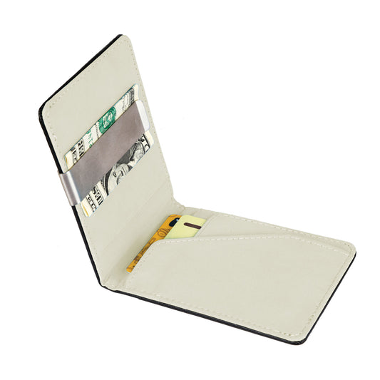 Unisex PU Leather Wallet RFID Blocking Slim Bifold Credit Card Holder with Money Clip - White -