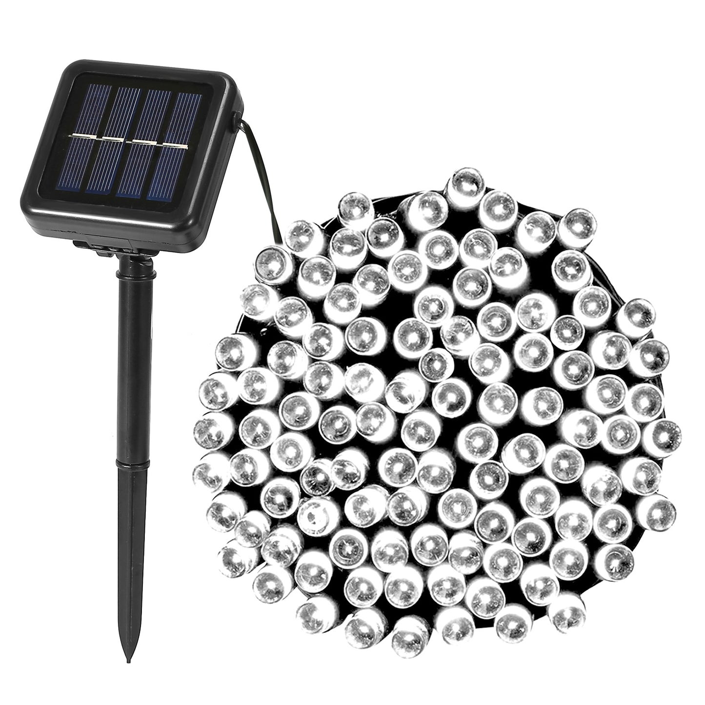 Solar String Lights LED Solar Power Fairy String Light 22M 200 LEDs 8 Lighting Mode White Light Waterproof Starry String Lights Christmas Wedding Part - Black -