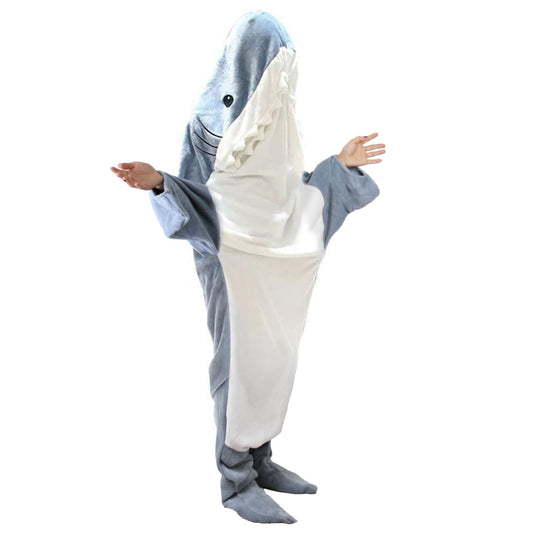 Wearable Shark Sleeping Bag Shark Onesie X-XXL Size Soft Comfortable Flannel Blanket With Zipper Suitable For Adult Children Height 4.2FT to 5.5FT -  - 190cm