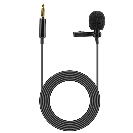 Clip On Microphone Hands Free Lavalier Lapel Mic Omnidirectional Microphone w/ 3.5mm Jack For Camera Smartphone Computer - Black -