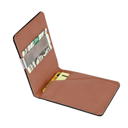 Unisex PU Leather Wallet RFID Blocking Slim Bifold Credit Card Holder with Money Clip - Orange -