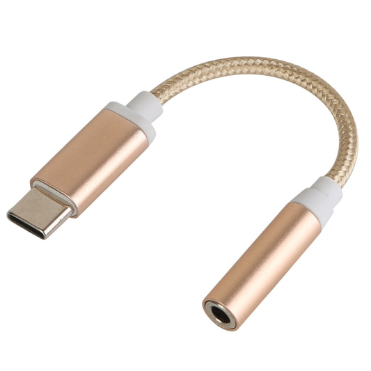 USB-C Type C Adapter Port to 3.5mm Aux Audio Jack Earphone Headphone Cable Cord - Gold -