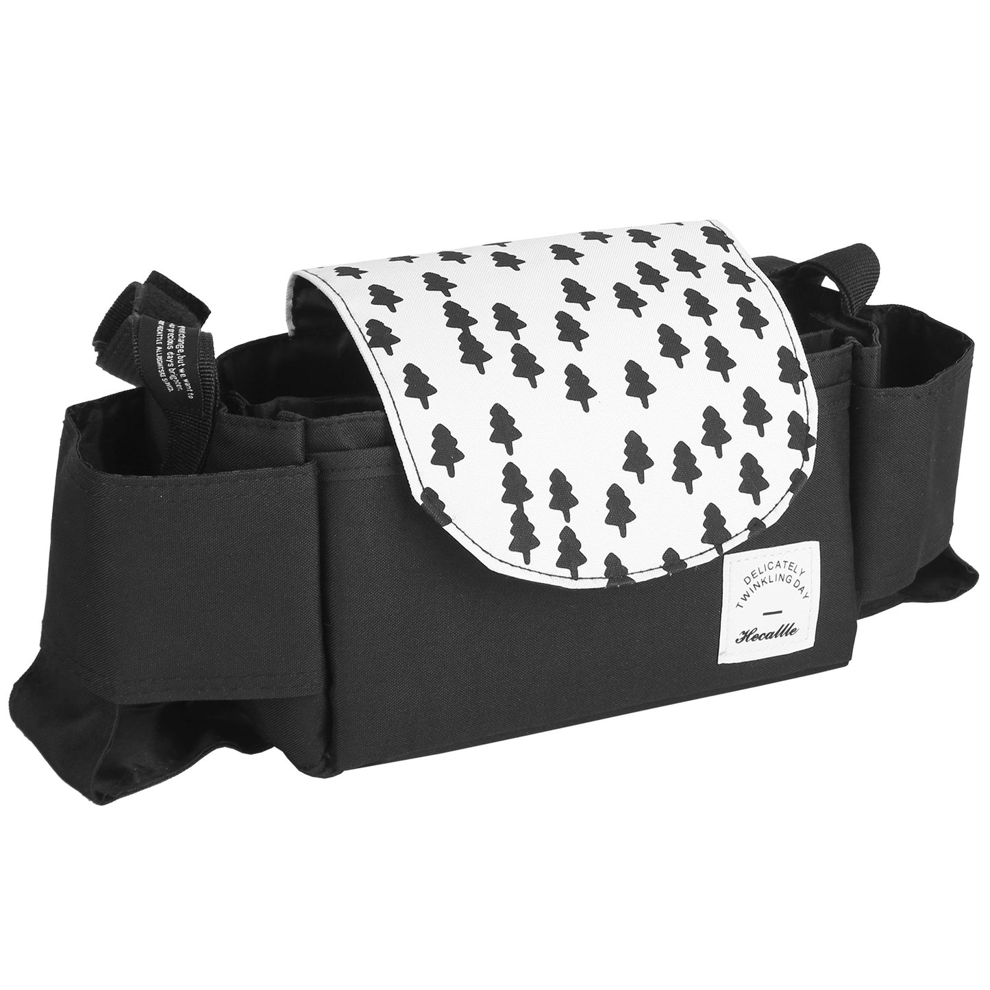 Stroller Organizer Bag 6 Pockets Baby Trolley Bag with Cup Holder for Paper Tissue Diaper Phone Snacks Baby Cream - Black -