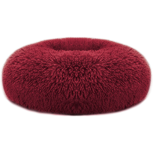 Pet Dog Bed Soft Warm Fleece Puppy Cat Bed Dog Cozy Nest Sofa Bed Cushion For S/M Dog - Red -