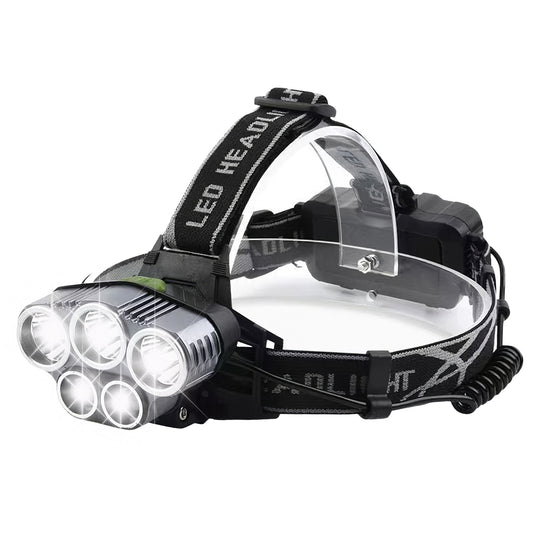 Rechargeable Headlamp 20000 Lumen LED Headlight 6 Modes Headlamp Flashlight for Camping Cycling Hiking Hunting Emergency - Black -