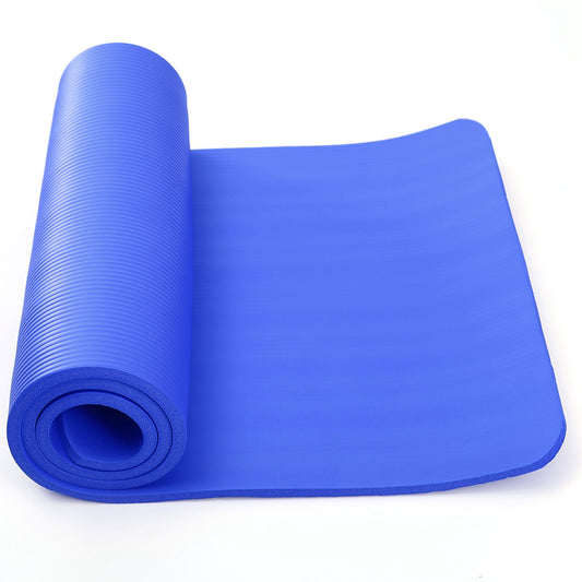 0.6-inch Thick Yoga Mat Anti-Tear High Density NBR Exercise Mat Anti-Slip Fitness Mat for Pilates Workout Cushion w/Carrying Strap Storage Bag - Blue -