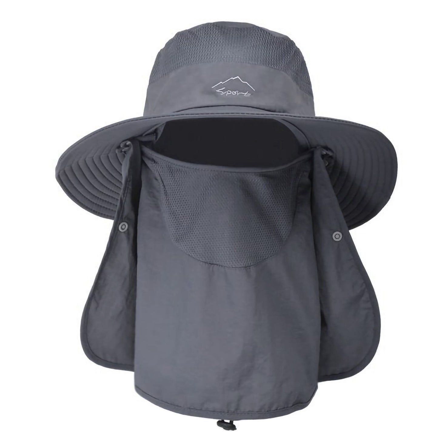 Fishing Bucket Hat Wide Brim Breathable Unisex Hat Sunlight-proof Removable Neck Face Fishing Cap For Fishing Hiking Traveling - Gray -