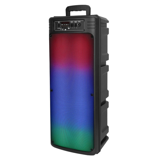 Portable Wireless Party Speaker Dual 8in Colorful Lights DJ PA System with TWS Function FM Radio USB MMC Card Reading Aux In Recording Function Wirele - Black -