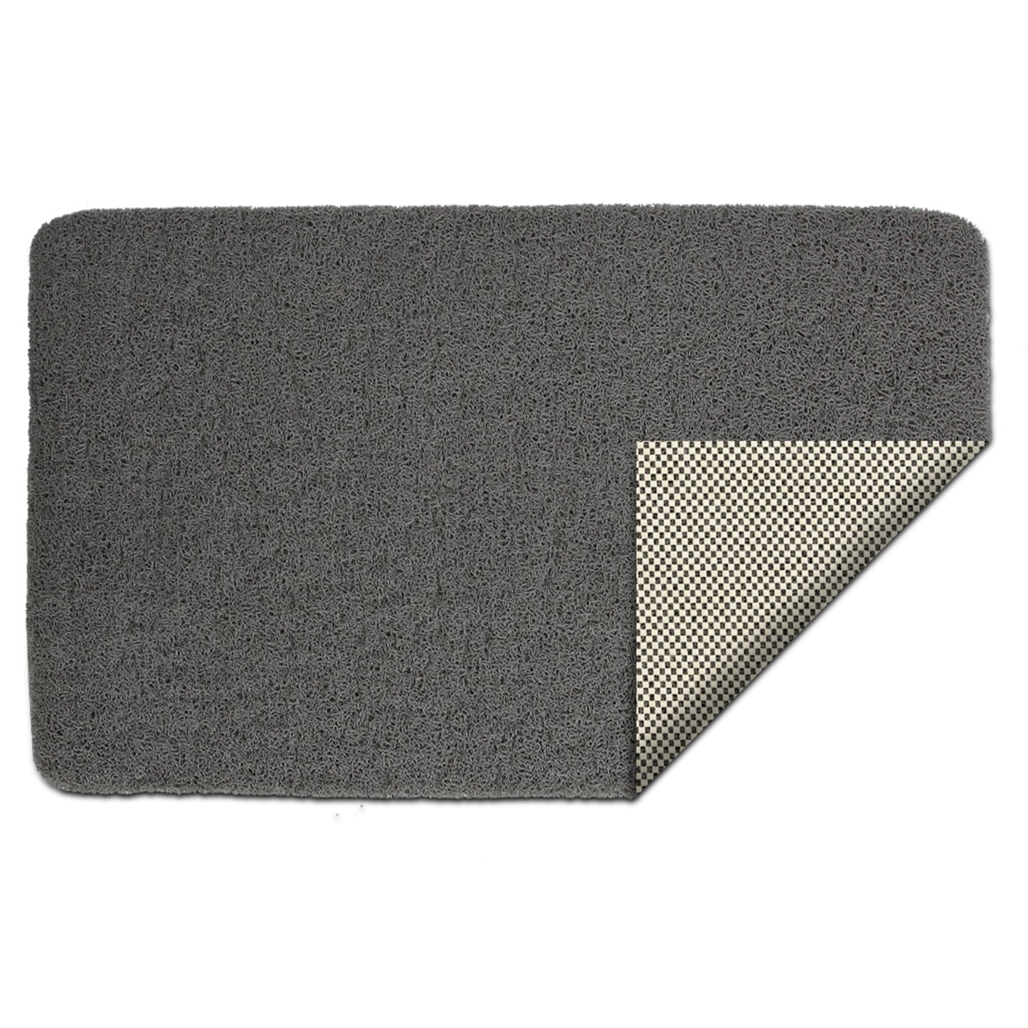 28.34x16.73in Shower Mat Non-Slip Bath Mat with Drain Quick Drying PVC Loofah Shower Mat For Bathroom Grey