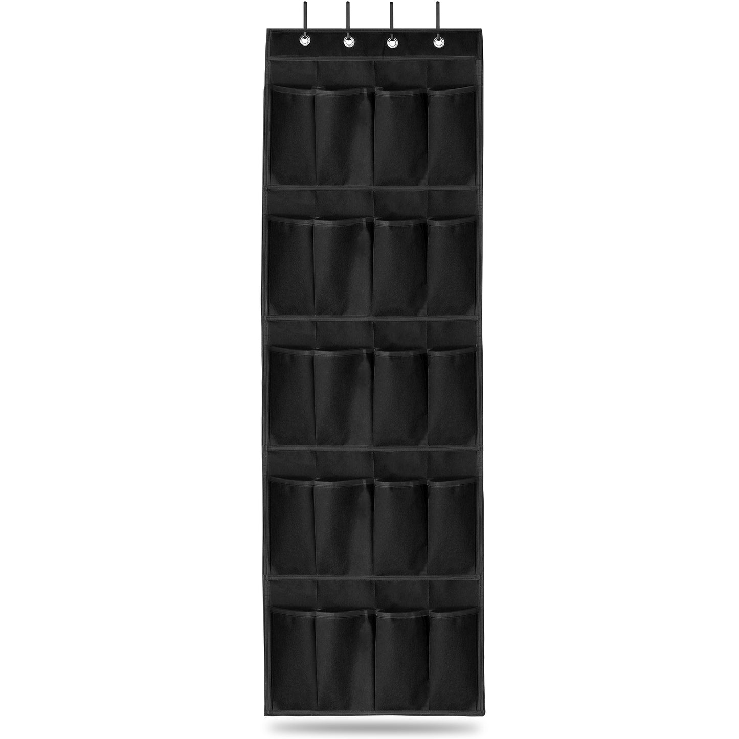 Over the Door Shoes Rack 20-Pocket Organizer 5-Layer Hanging Storage Shelf for Kids Shoes Closet Cabinet Slippers Small Toys - Black -