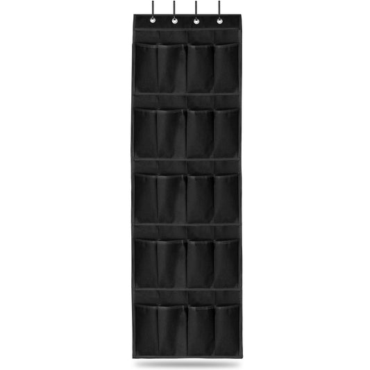 Over the Door Shoes Rack 20-Pocket Organizer 5-Layer Hanging Storage Shelf for Kids Shoes Closet Cabinet Slippers Small Toys - Black -