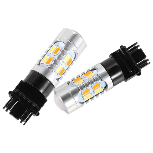 2 Pcs T25 3157 800LM Turn Signal Parking DRL LED Light Bulbs with LED Load Resistors Light Decoder Kit - Black -