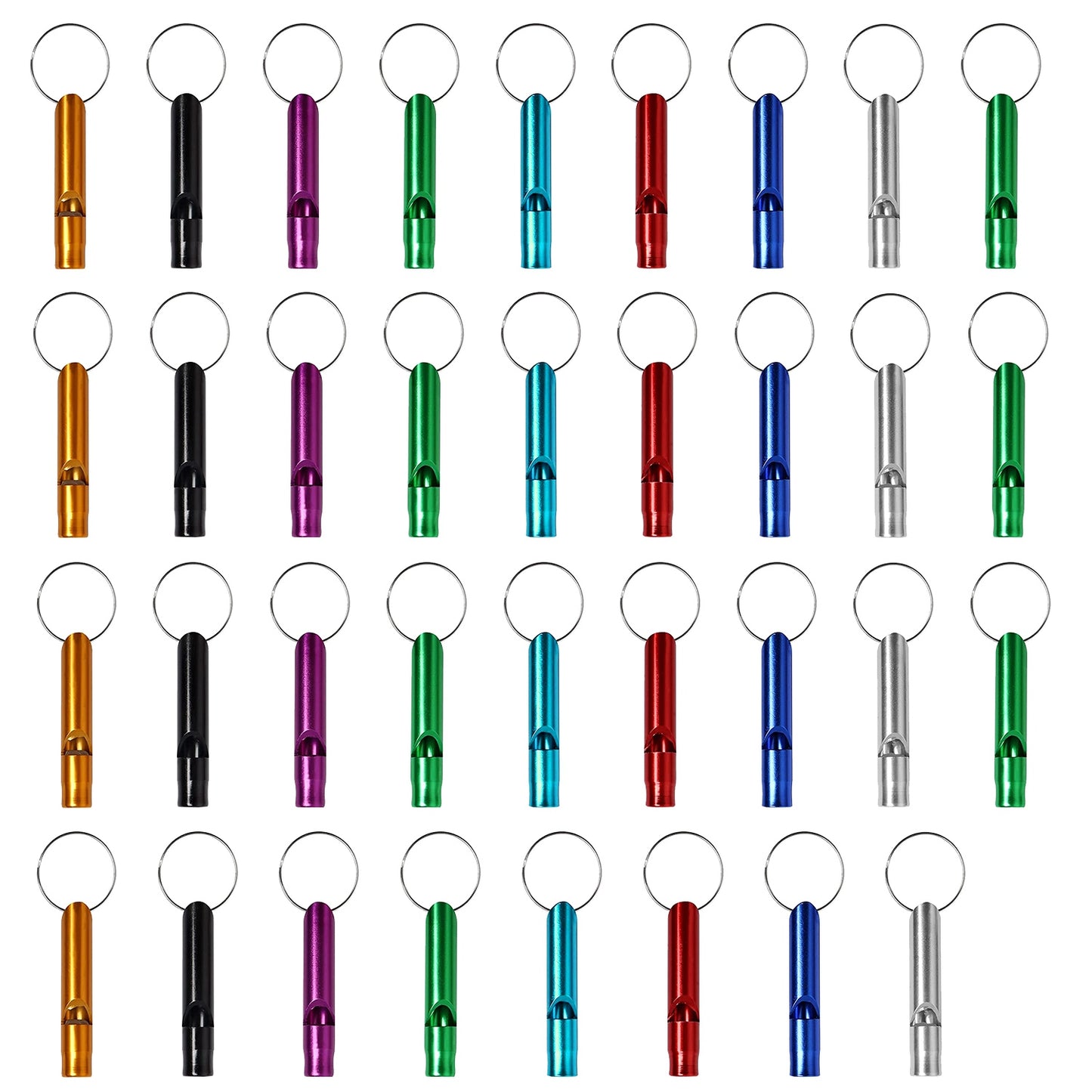 35Pcs Emergency Whistles Extra Loud Aluminum Alloy Whistle with Key Chain Ring for Camping Hiking Hunting Outdoor Sports Emergency Situations - Multi -