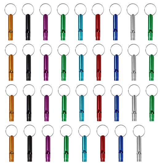 35Pcs Emergency Whistles Extra Loud Aluminum Alloy Whistle with Key Chain Ring for Camping Hiking Hunting Outdoor Sports Emergency Situations - Multi -