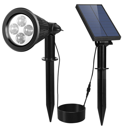 Solar Powered Spotlight Outdoor Dusk To Dawn Light Wall Path Lawn Garden Lamp Waterproof - Black -