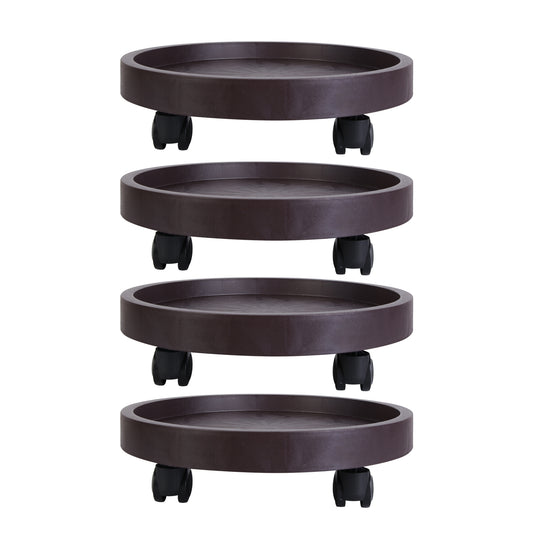 4Pcs 12.8IN Or 14IN Plant Caddy With Wheels Up to 187LBS Load Capacity Rolling Plant Stand With 4Pcs 360° Swirling Wheels For Indoor Outdoor - Black - 12 inches