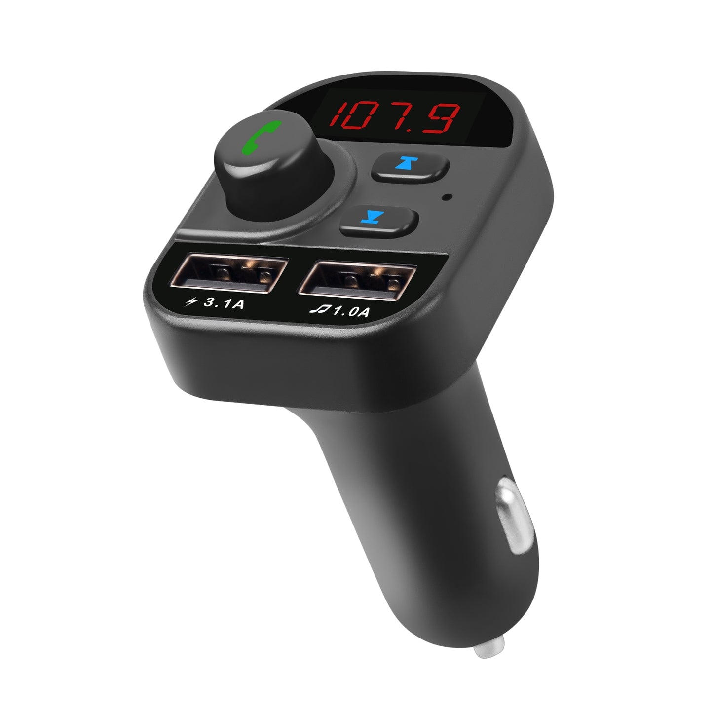 Car Wireless V5.1 FM Transmitter Dual USB Charge Hands-free Call Car MP3 Player TF Card USB Disk Reading - Black -