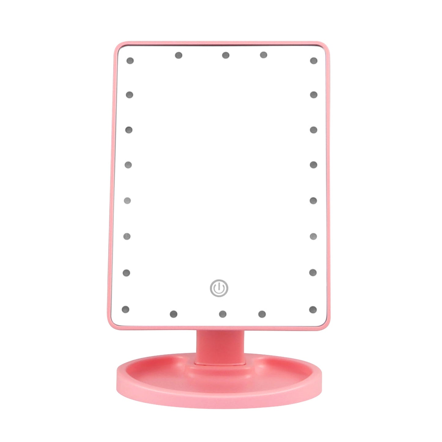 22 LED Lights Rechargeable Cosmetic Mirror 180° Rotation Makeup Mirror Touch Control Dimmable Vanity Mirror - Pink -