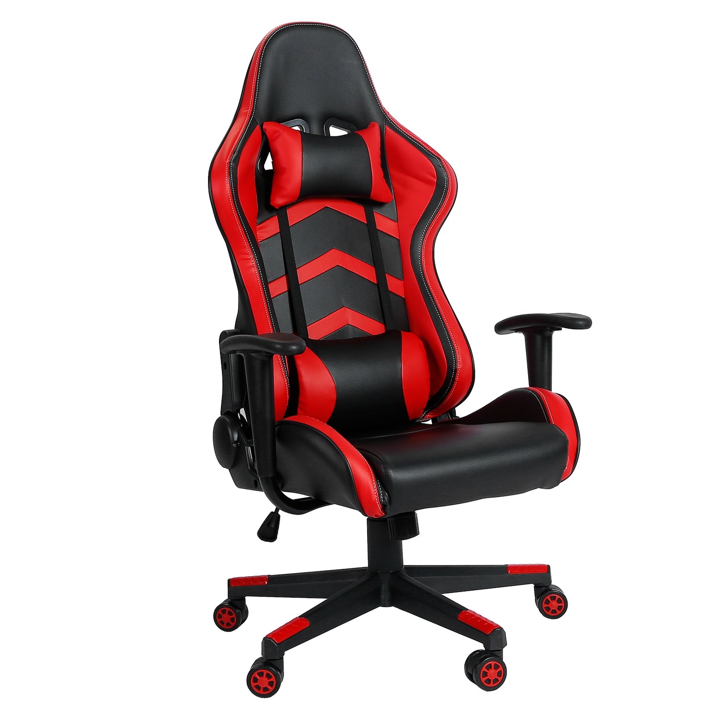 Gaming Racing Chair Ergonomic PC Computer Chair E-Sports Gamer Office Task Swivel Chair w/ Height Adjustment Headrest Lumbar Support 265lbs Load Capac - Red -