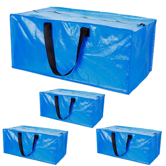 4Pcs Moving Bags Heavy Duty Container Reusable Plastic Totes Blue Moving Bin Zippered Storage Bag - Blue -