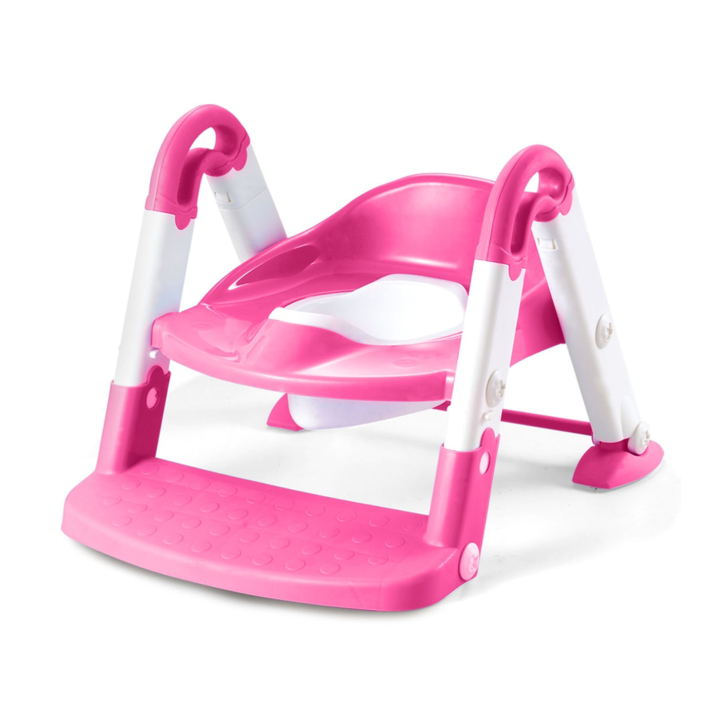 Kids Toilet Seat Toddler Potty Training Chair w/ Steps Stool Baby Toilet Ladder Anti-slip Safety - Pink -