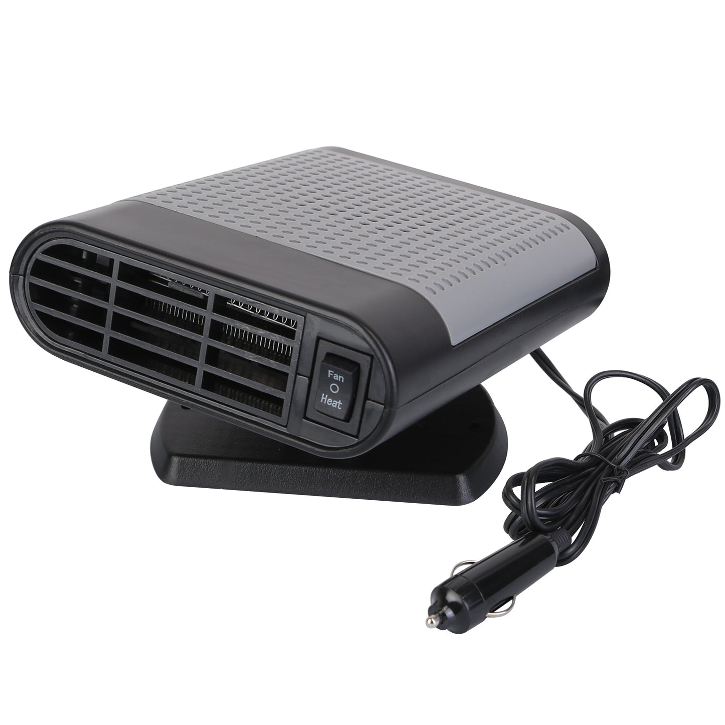 24V 200W Portable Car Heater Heating Fan 2 in 1 Defroster Defogger Demister Windshield Heater Automotive Cooling Fan with 360°Rotating Base - Black -