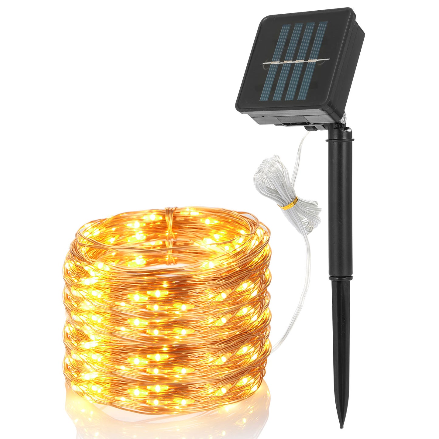 100 LEDs Solar String Lights Outdoor IP65 Waterproof Copper Wire String Lights Solar LED Fairy Lamps Wedding Party Festival - Black -