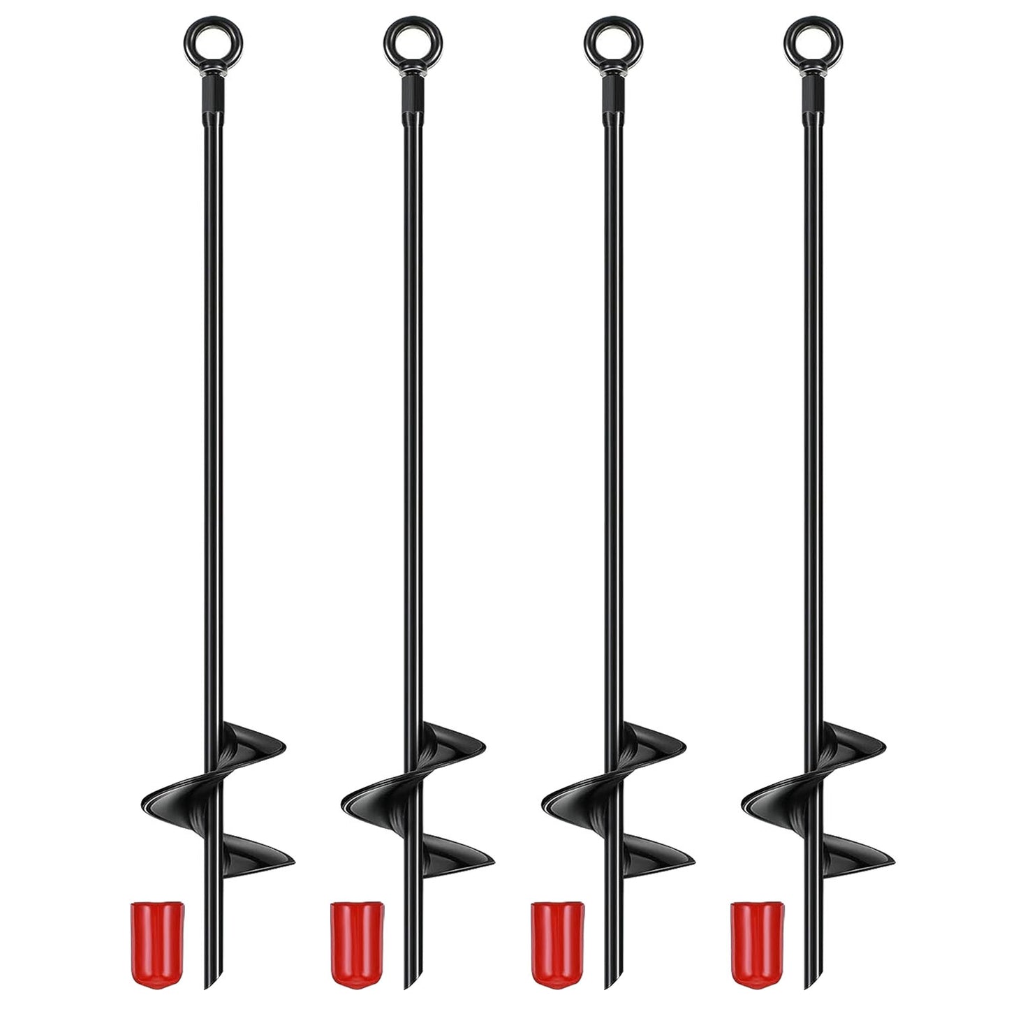 4 Pack Heavy Duty Ground Auger Stakes 2.76in Wide Spiral Drill Bits Soil Hole Digging Drill Shaft Farm Vegetable Flower Planting Earth Planter Digger