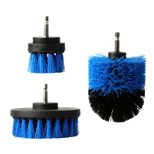 3Pcs/Set Drill Brush Power Scrubber Cleaning Brush for Car Carpet Wall Tile Tub Cleaner Combo - Blue -