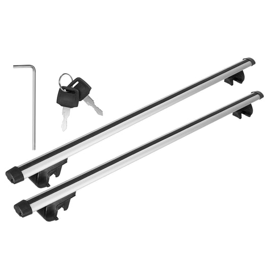 2Pcs Car Roof Top Crossbar Rack Aluminum Alloy Luggage Carrier Rack 330lbs Max Load w/Lock Fit Most Cars SUVs - Black -