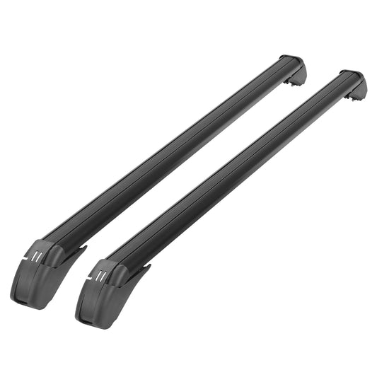 2PCS Universal 110cm/43-inch Car Roof Rack Cross Bar w/ Anti-Theft Lock Adjustable Window Frame for bike kayak cargo luggage - Black -