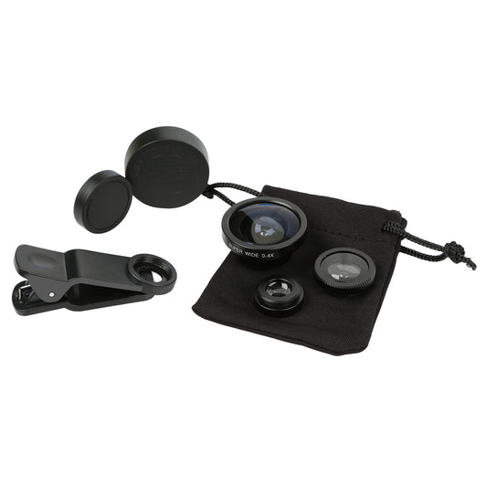 3-in-1 Universal Clip Photo Lens Kit - Black -