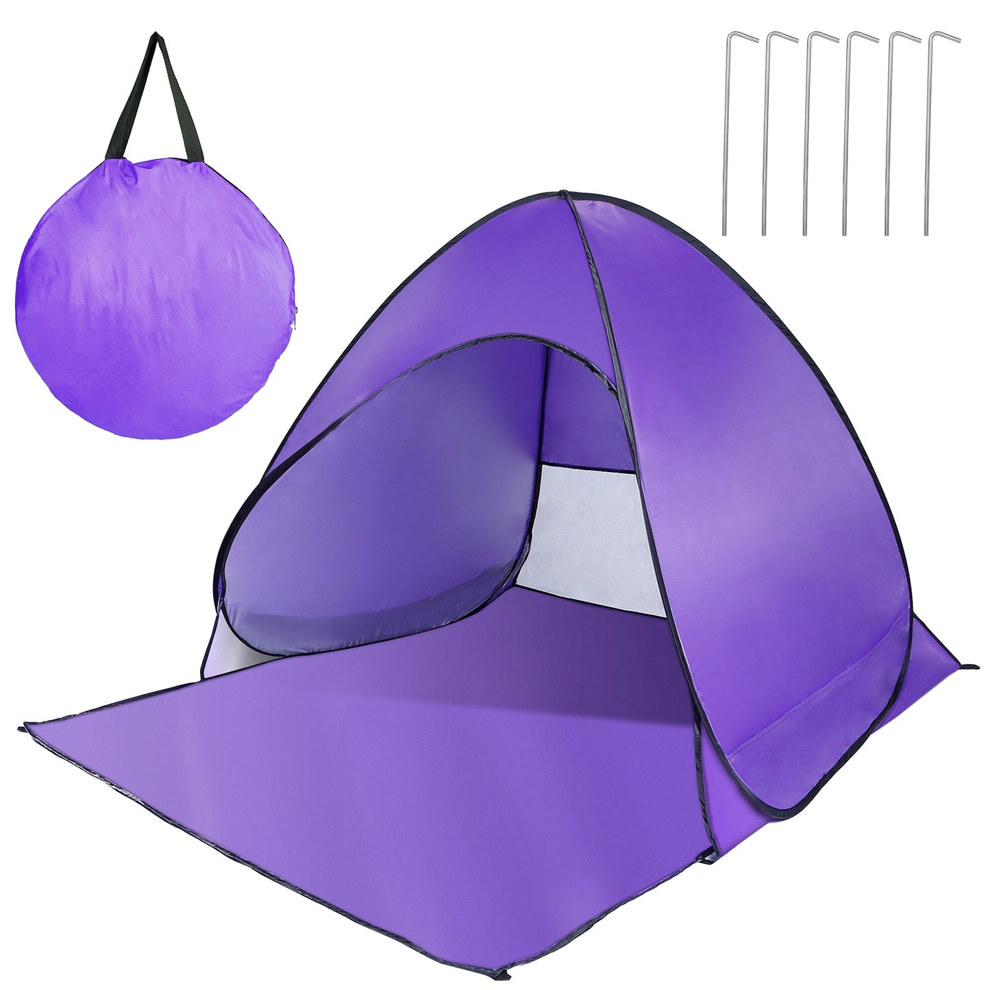 Pop Up Beach Tent Sun Shade Shelter Anti-UV Automatic Waterproof Tent Canopy for 2/3 Man w/ Net Window Storage Bag for Outdoor Beach Camping Fishing P - Purple -