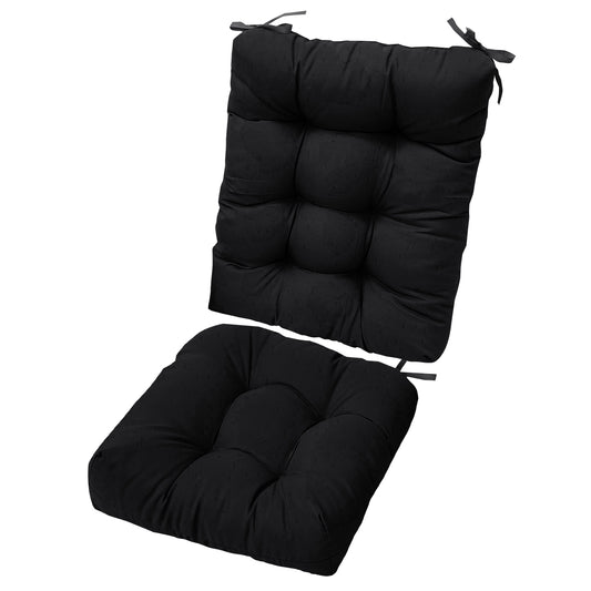 Rocking Chair Cushion 2 Pieces Back Seat Sets with Non-Slip Ties Polyester Fiber Filling 
Comfortable for Indoor Home Office Car - Black -