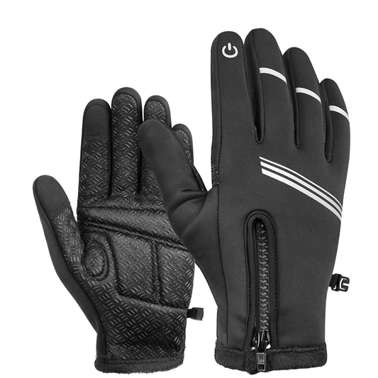 1Pair Winter Gloves Touchscreen Thermal Windproof Fleece Lined Gloves For Winter Running Hiking Climbing Driving - Black - XL