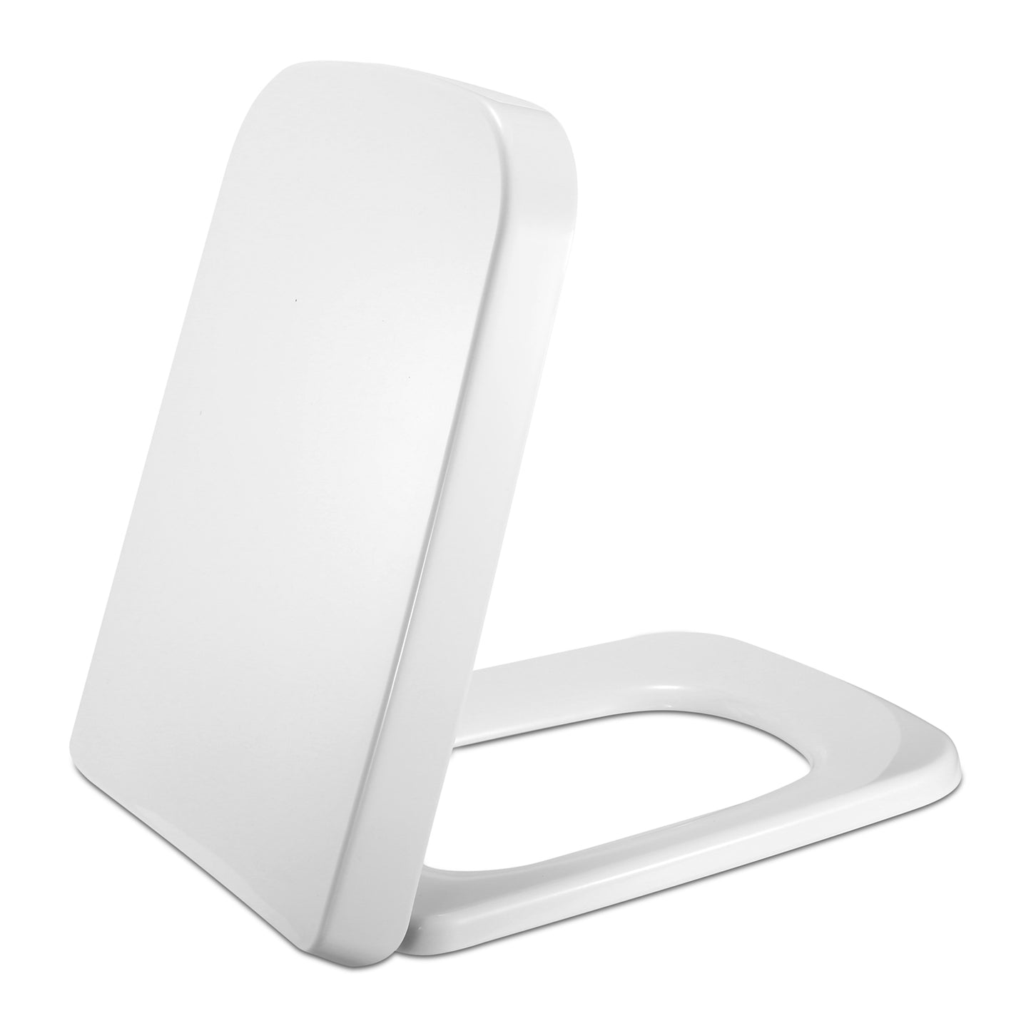 Square Toilet Seat with Grip-Tight Seat Bumpers Heavy-Duty Quiet-Close Quick-Release Easy Cleaning White UK - White -