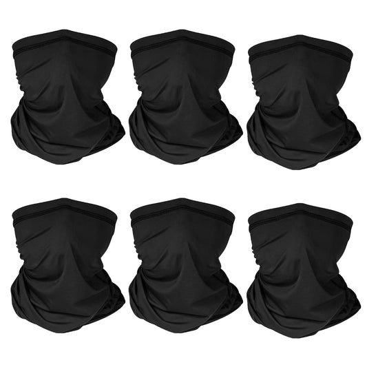 6Pcs Summer Neck Gaiter UV Sunscreen Protection Face Mask Scarf Breathable Cooling Shield Coverings For Cycling Hiking Fishing Running Motorcycle - Black -