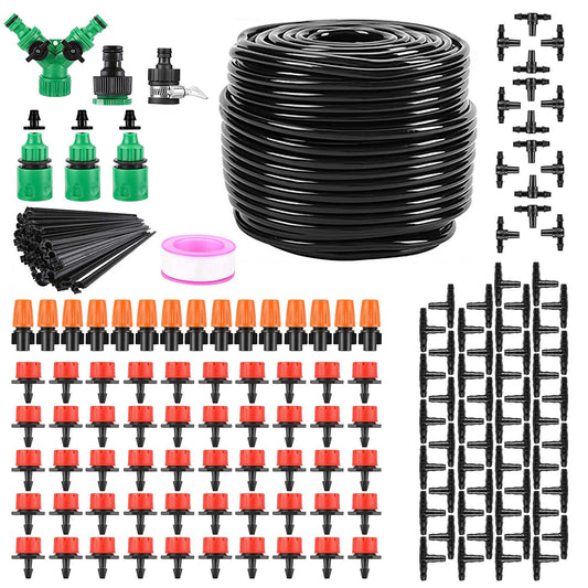 164FT Drip Irrigation Kit Automatic Garden Irrigation System Misting Plant Watering Drip Kit for Garden Greenhouse Flower Bed Patio Lawn