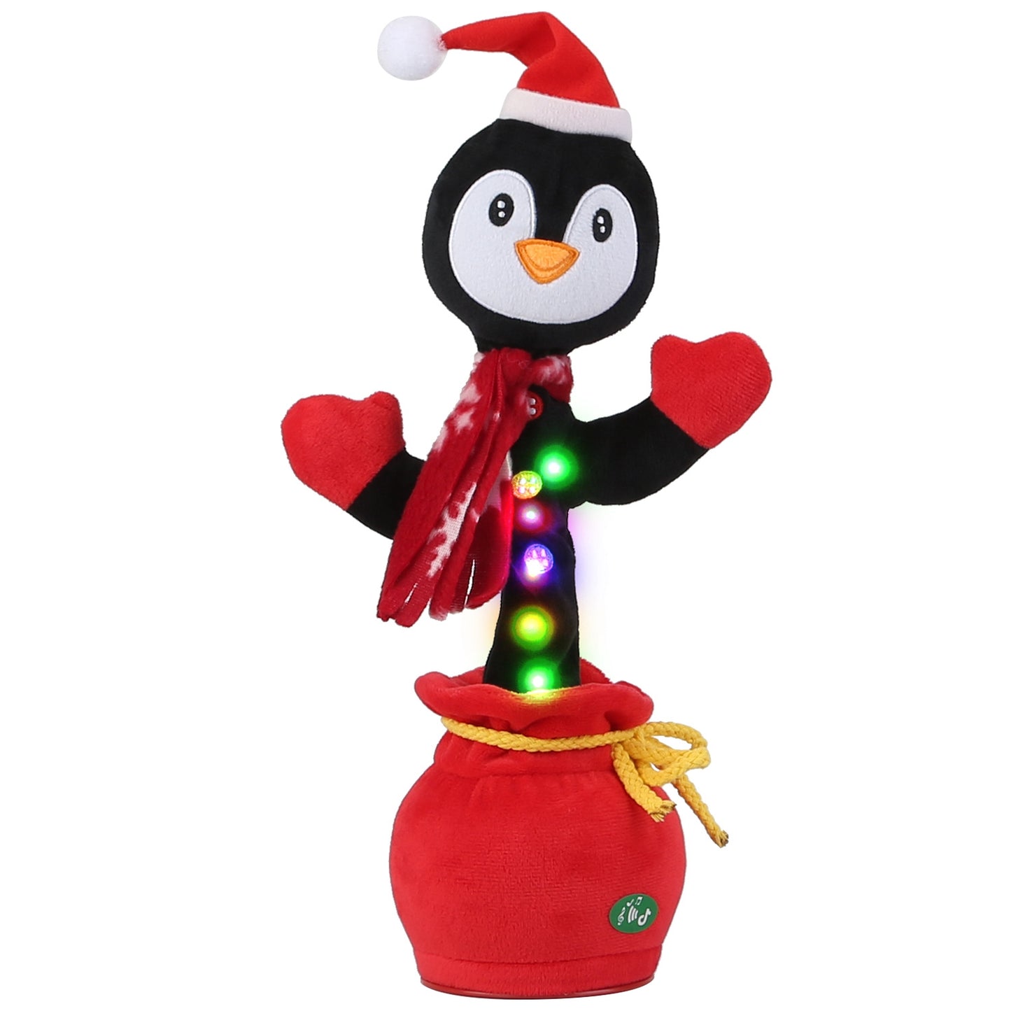 Kid Electric Dance Toy Christmas Elk Snowman Senior Penguin Plush Toy Interactive Sing Song Whirling Mimicking Recording Light up Toy - Penguin -