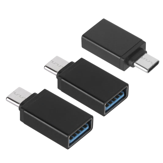 3 Packs USB C Type-C Male to USB A 3.0 OTG Male Port Converter Adapter Data Connector Android - Black -