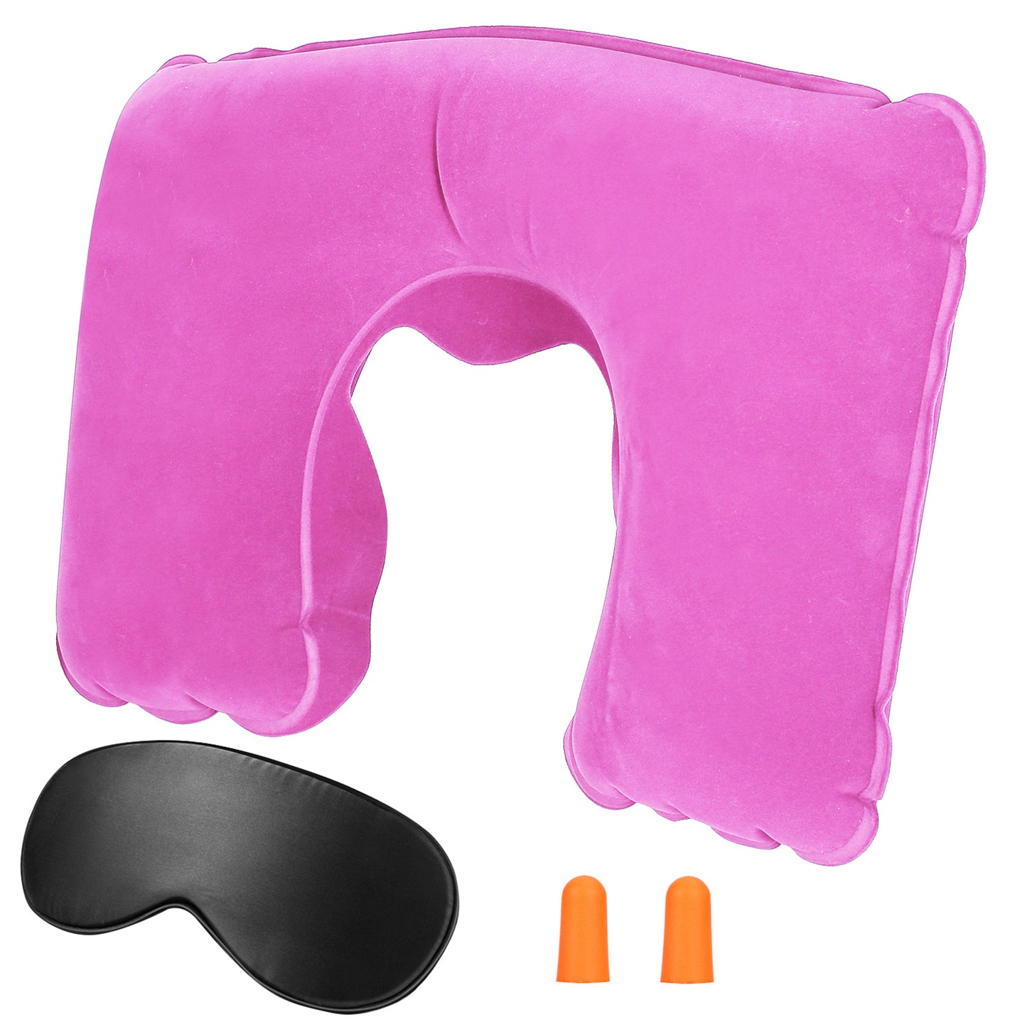 Travel Pillow Inflatable U Shape Neck Pillow Neck Support Head Rest Office Nap Car Airplane Cushion - Pink -