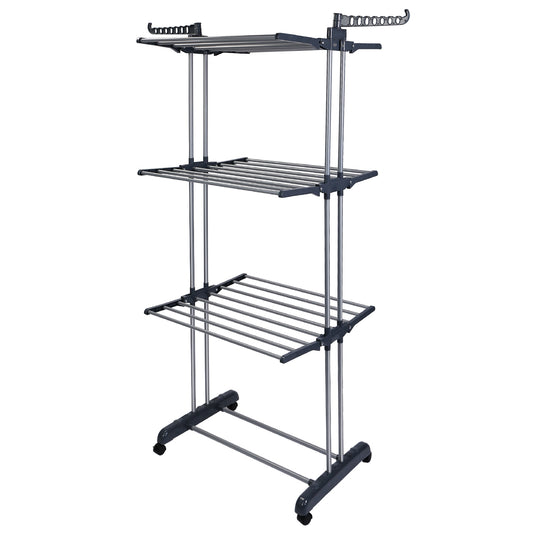 Clothes Drying Rack Rolling Collapsible Laundry Dryer Hanger Stand Rail Shelve
Wardrobe Clothing Drying Racks w/ Dual Side Wings - Black -