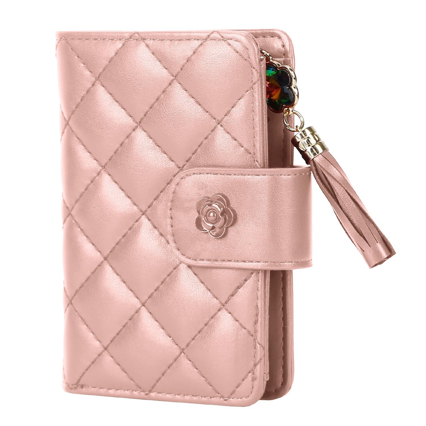 Women Wallet PU Leather Lady Clutch Case Credit Card Holder ID Card Window Coin Purse w/ Tassel For Girls - Pink -