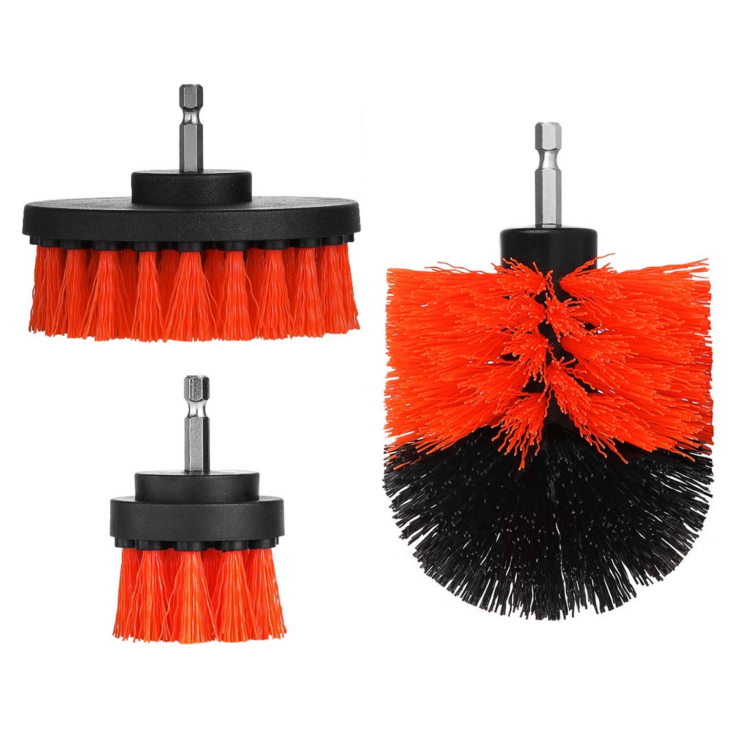 3Pcs/Set Drill Brush Power Scrubber Cleaning Brush for Car Carpet Wall Tile Tub Cleaner Combo - Red -